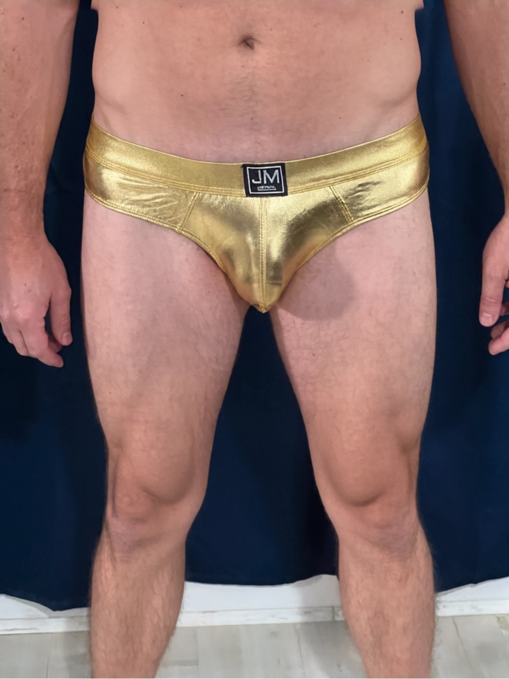 Gold JockMail Metallic Men's Thong - Shiny Supportive Underwear - Picture 2 of 4